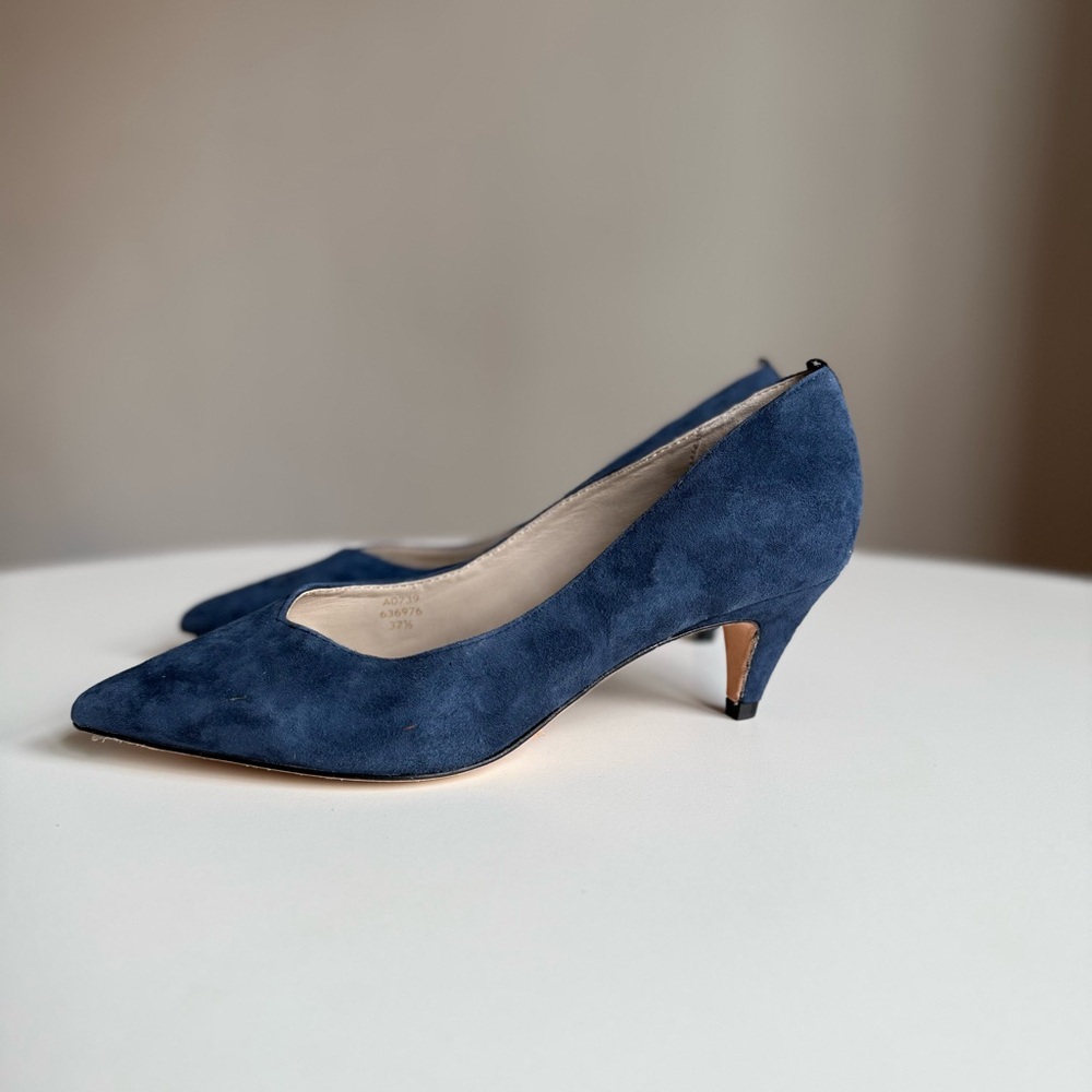 Boden New Leather Suede Deep Dark Navy Blue Heels 2" Size 37,5